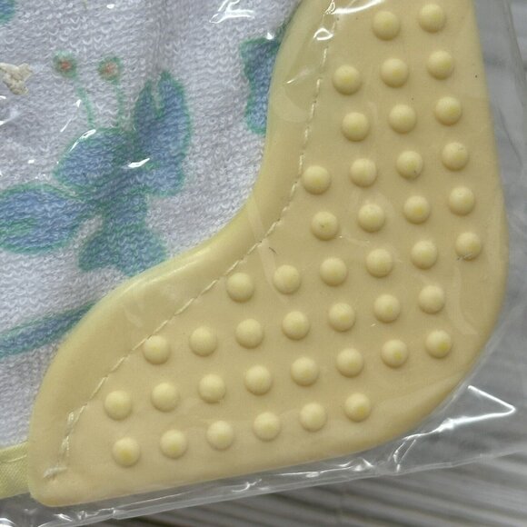Vintage Jordache Baby Terry Cloth Teether Bib Fish Print Yellow Trim BB159 - Picture 3 of 11